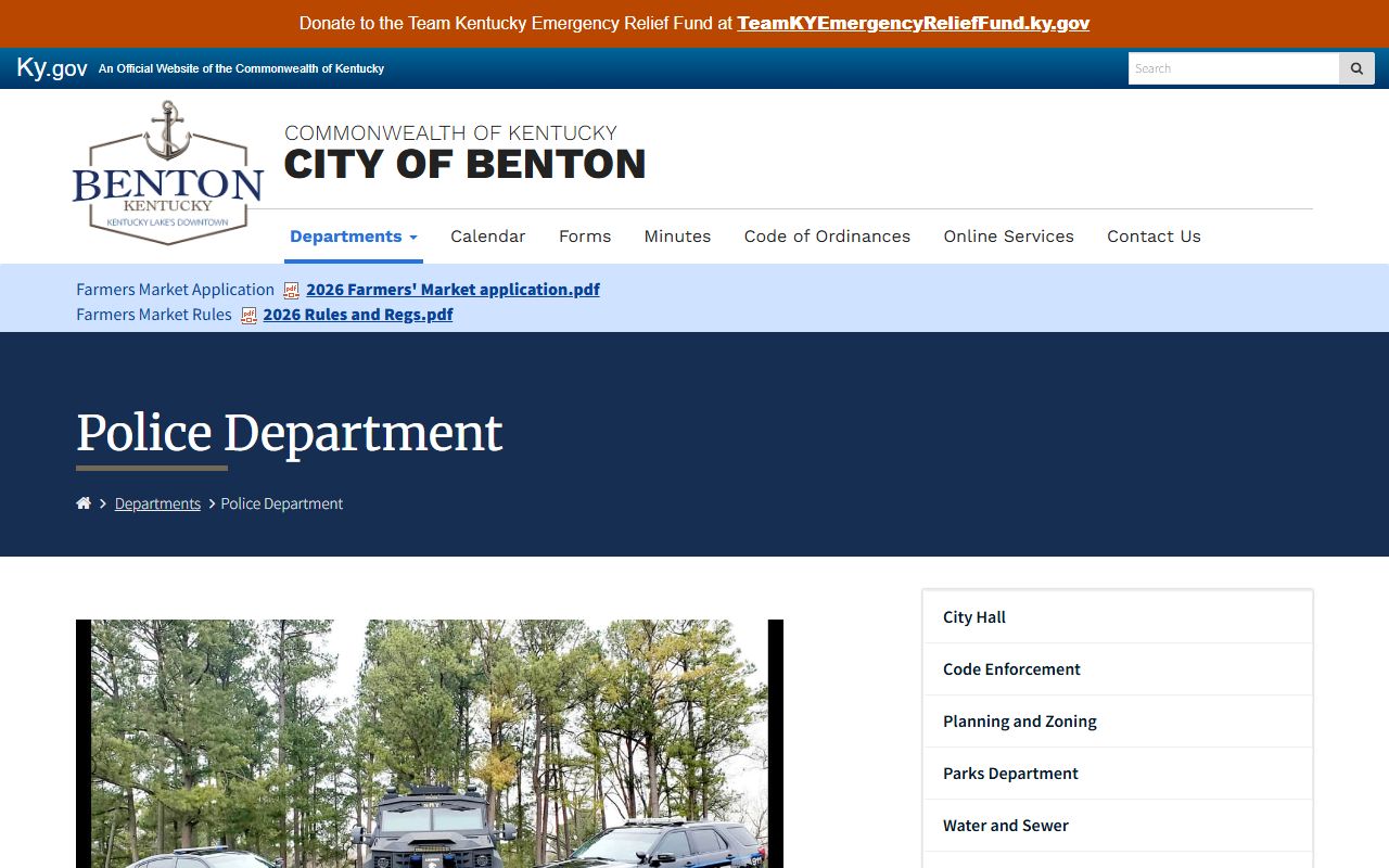 Marshall County arrest records and Benton Police Department report access