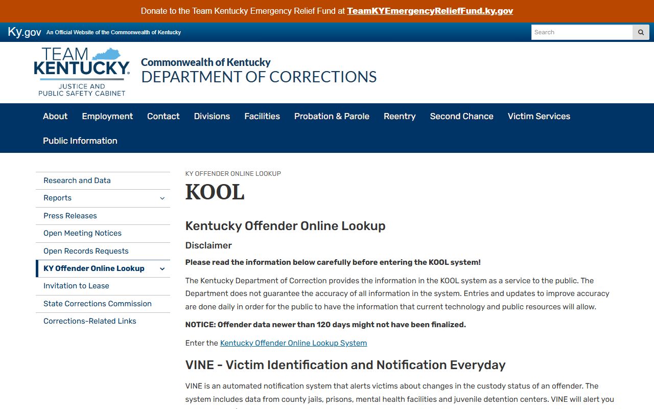 Marshall County inmate search and Kentucky Online Offender Lookup information