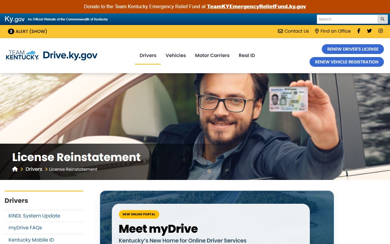 Kentucky license reinstatement information for driver records